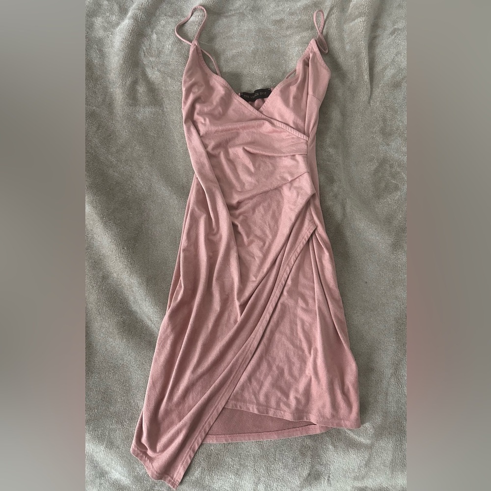 The Vintage Shop Pink Ruched Wrap Mini Dress | A’Gaci | Size Small